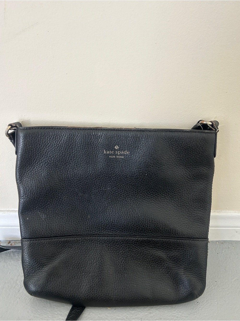 kate spade Black Pebbled Leather Messenger Bag
